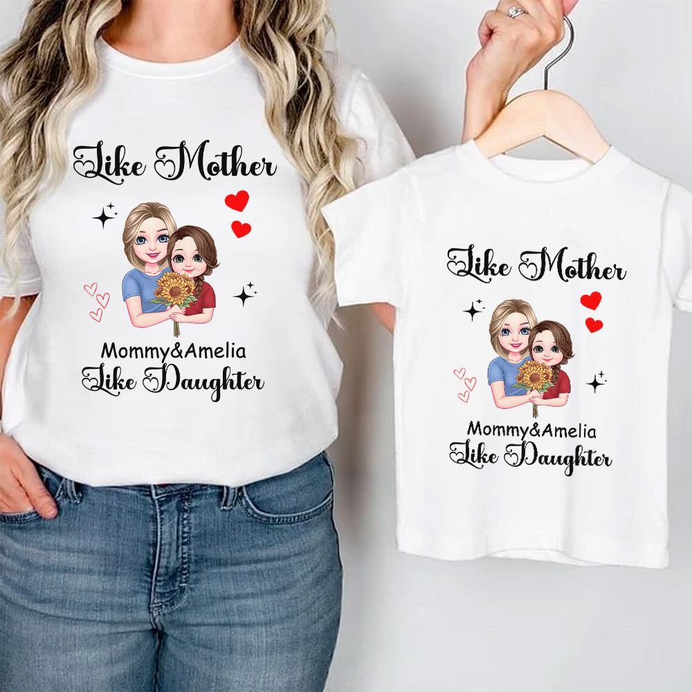 Personalizado Como Madre como Hija Hijo Dibujos animados Madre e Hijo 100% Algodón Conjunto de Camiseta con Nombres Día de la Madre Cumpleaños Regalo para Niño Mamá