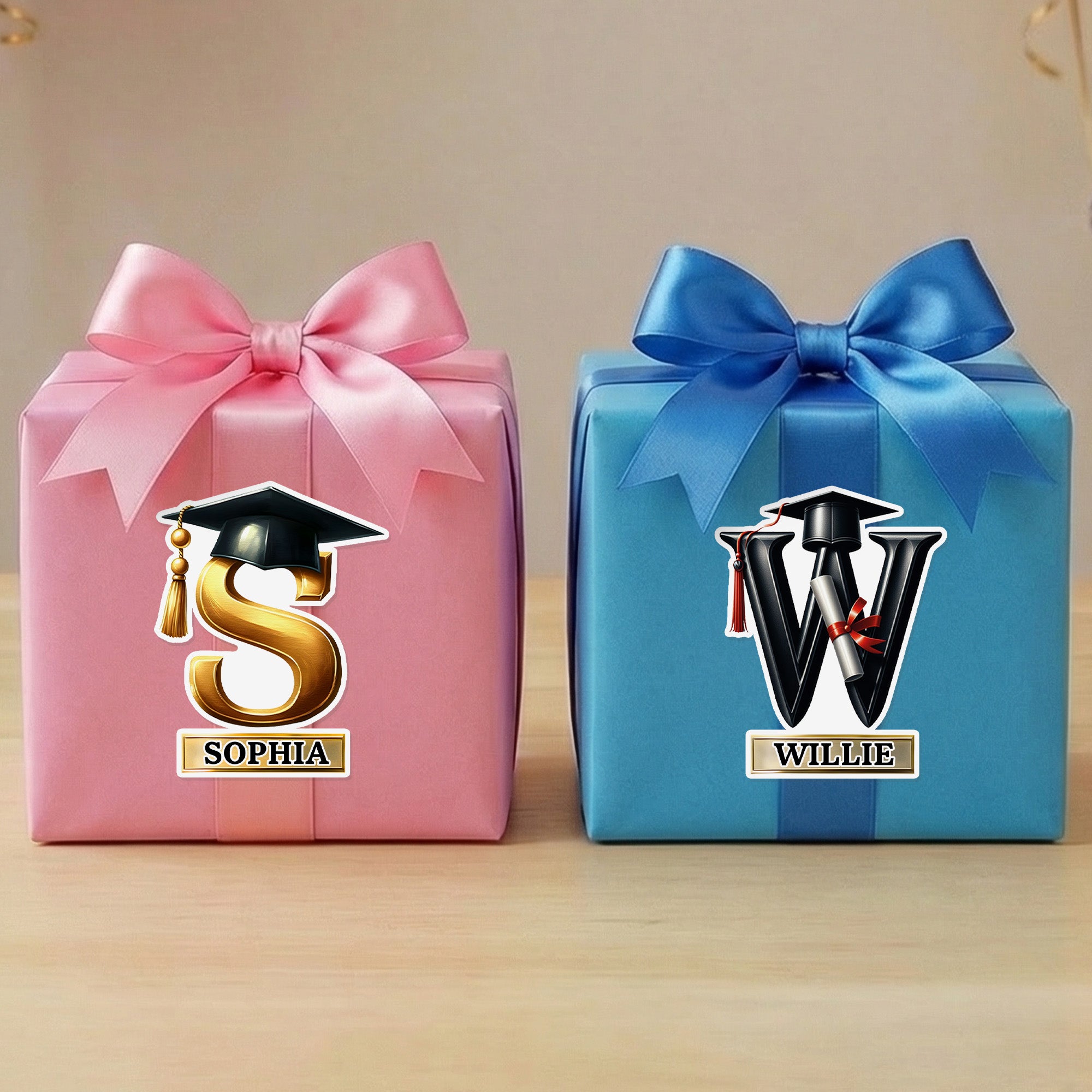 Gorro de Graduación Personalizado Pegatinas Impermeables Iniciales con Nombre Celebración Fiesta de Graduación Decoración para Graduados