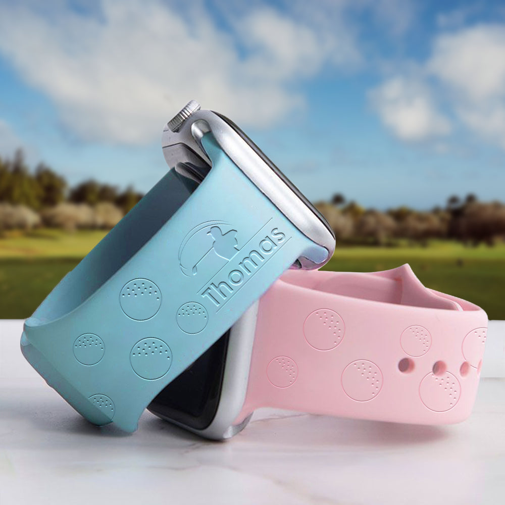 Pulsera de silicona multicolor personalizada con tema de golf para Apple con nombre grabado Regalo de cumpleaños y Acción de Gracias para jugadores de golf Entrenador de golf