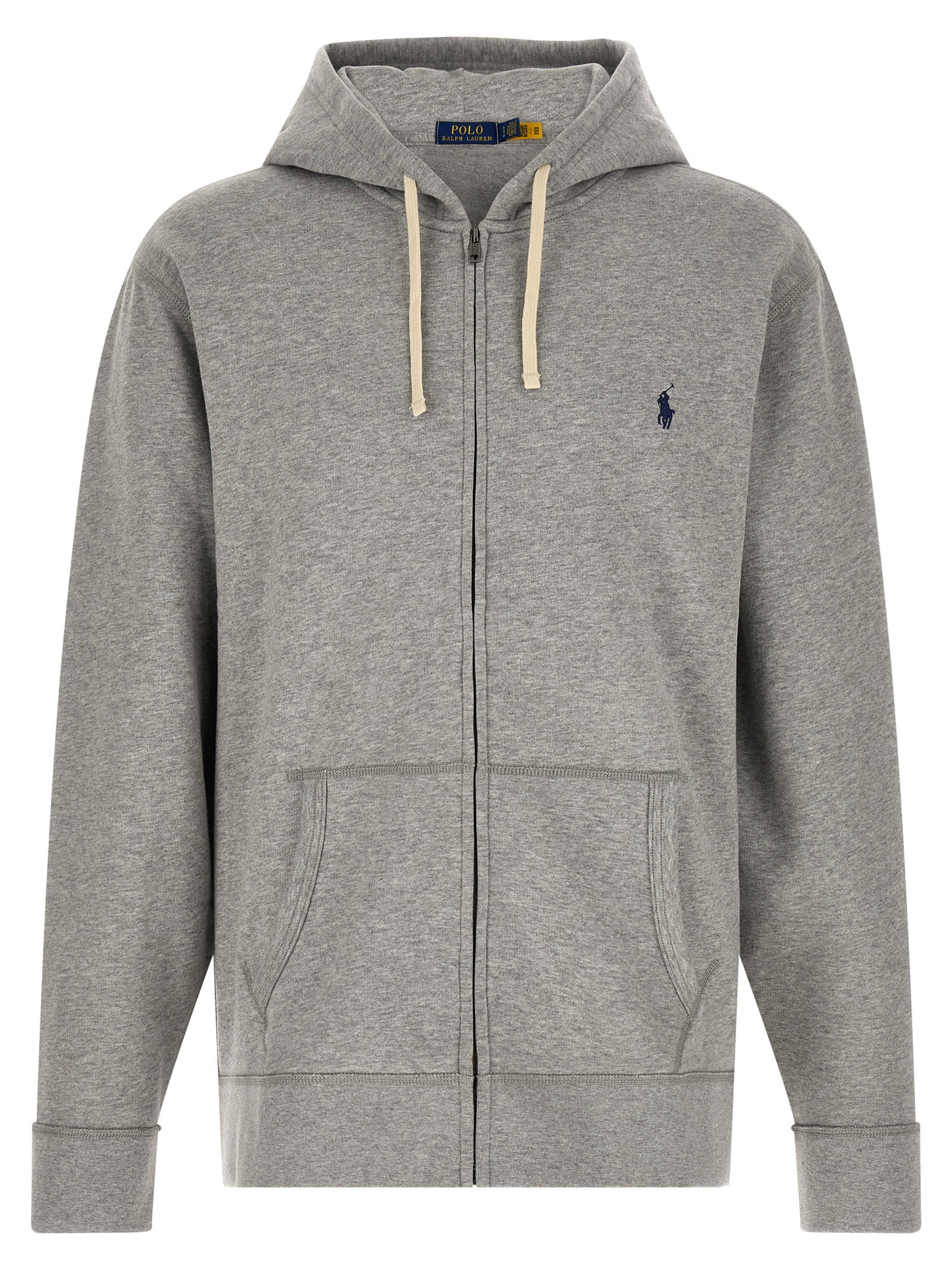 Polo Ralph Lauren Logo-Embroidered Cotton Fleece Hoodie — gray