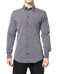 Men's Black White Striped Gold Formal Dress Shirt And Cotton