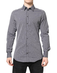 Men's Black White Striped Gold Formal Dress Shirt And Cotton
