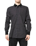 Men's Black Polka Dot Cotton Formal Dress Shirt