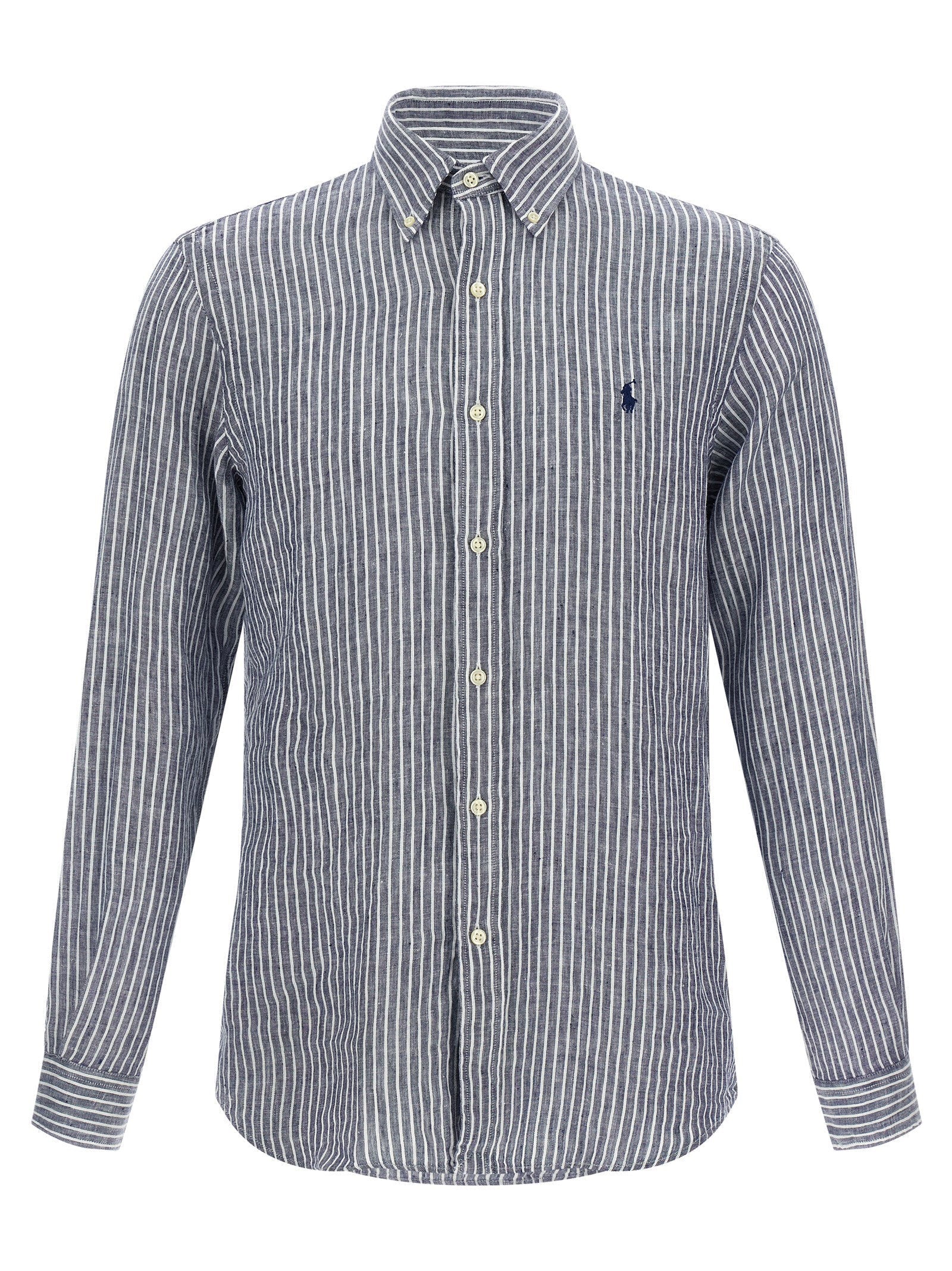 Polo Ralph Lauren Striped Linen Shirt — Navy