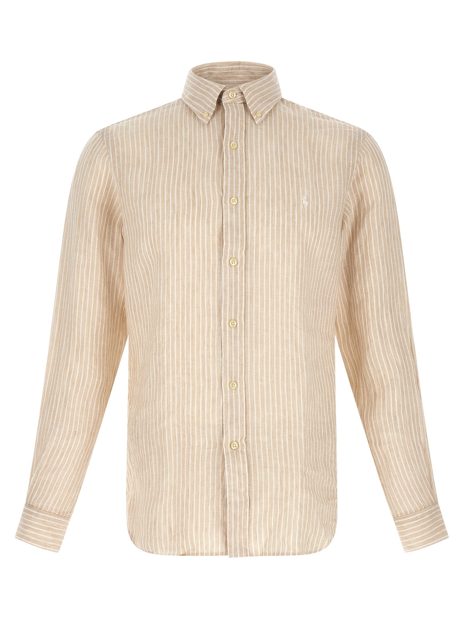 Polo Ralph Lauren Striped Linen Shirt — Beige