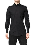Men's Black Gold Cotton Dress Formal Shirt Elastane