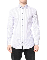Men's White Stripes Gold Cotton Formal Shirt