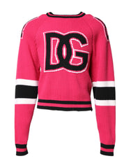 Men's Logo-Embroidered Knit Sweatshirt Pink Cotton Nylon Sweatshirts