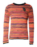 Men's Striped Wool-Blend Knit Sweater Orange Virgin Mohair