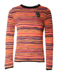 Men's Striped Wool-Blend Knit Sweater Orange Virgin Mohair