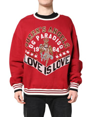 Men's Red Sequin Knit Pullover Sweatshirt Sweater Cotton Polyester Clothing