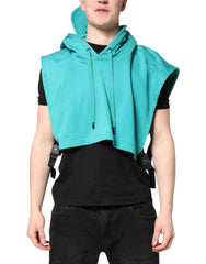 Green Cotton Hooded Men Sportswear Vest Sweater Polyester Clothing