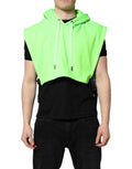 Men's Green Polyester Hooded Sportswear Vest Sweater Clothing