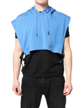 Blue Cotton Hooded Men Sportswear Vest Sweater Polyester Clothing