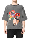 Men's Black Graphic Print Short Sleeve T-Shirt And White Silk