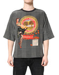 Men's Black White Graphic Print Short Sleeve T-Shirt And Silk