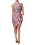 Women's Pink Floral Lace Sleeveless Sheath Dress Viscose Nylon