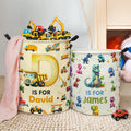 Excavadora personalizada Fantasía Unicornio Dinosaurio Cesto para ropa sucia con nombre Decoración de guardería Día del niño Cumpleaños Regalo para niños Niñas