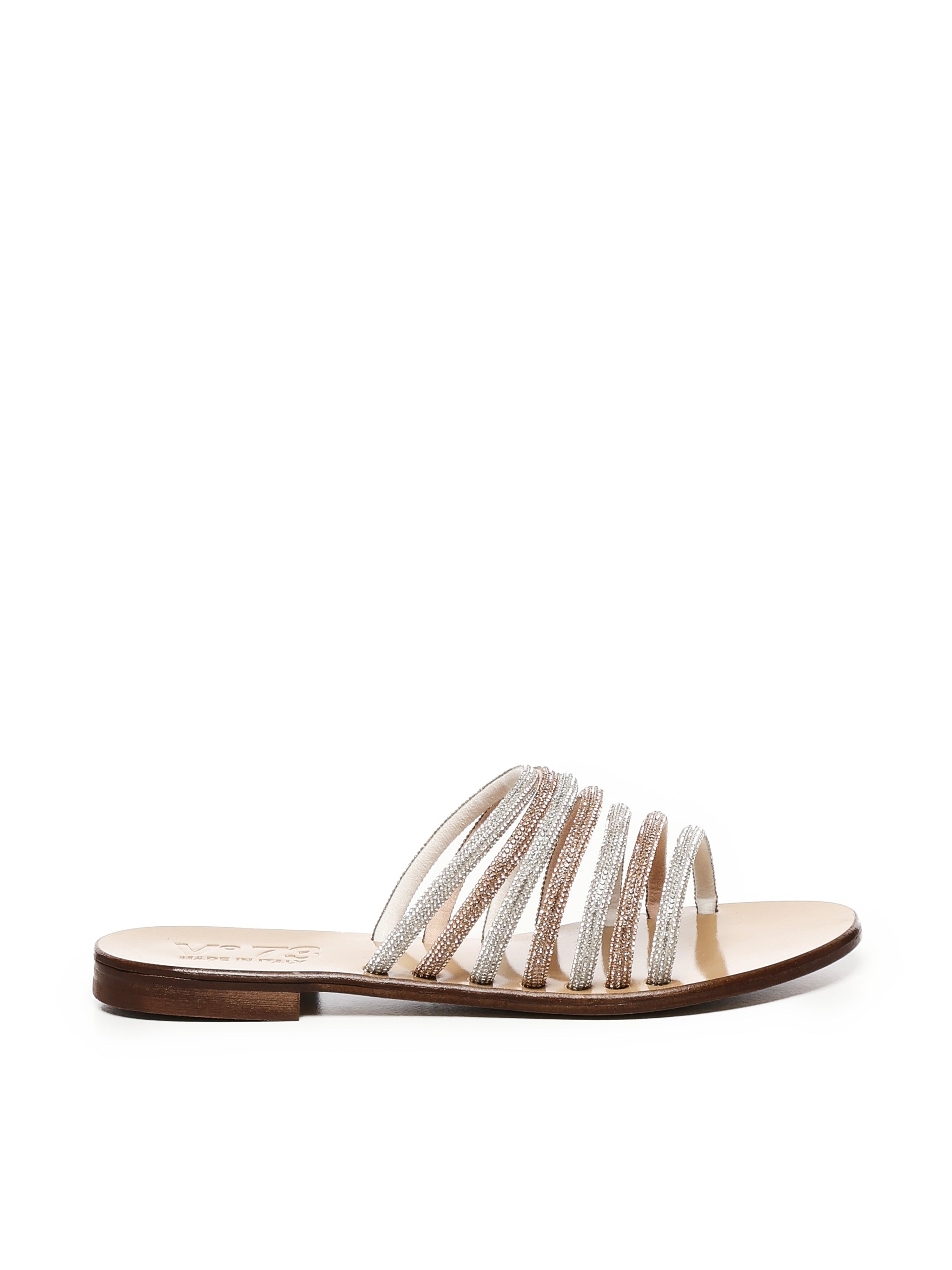 V° 73 Sandals Silver,beige Polyurethane - 41