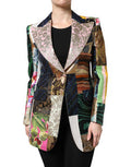 Women's Multicolor Floral Patchwork Jacquard Jacket Clothing