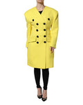 Women's Yellow Double Breasted Trench Coat Jacket Virgin Wool Clothing