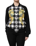Women's Black White Check Floral Button Down Jacket And Clothing