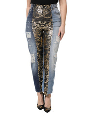 Women's Multicolor Patchwork High Waist Denim Jeans Clothing