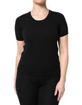 Women's Black Cotton Round Neck Short Sleeve T-Shirt