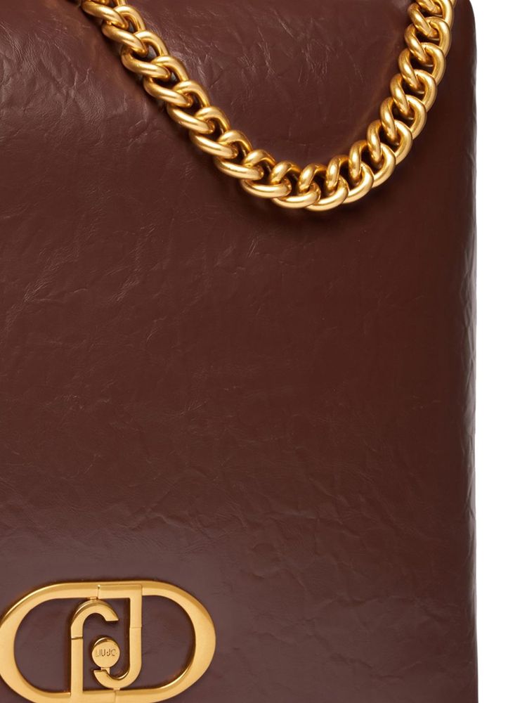 Liu Jo Chain-Handle Polyurethane Shoulder Bag — Brown