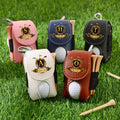 Insignia de golf de oro personalizado inicial de la PU de cuero bolsa de bolas de golf Tee titular con el nombre del club de golf regalo de cumpleaños para los amantes del golf