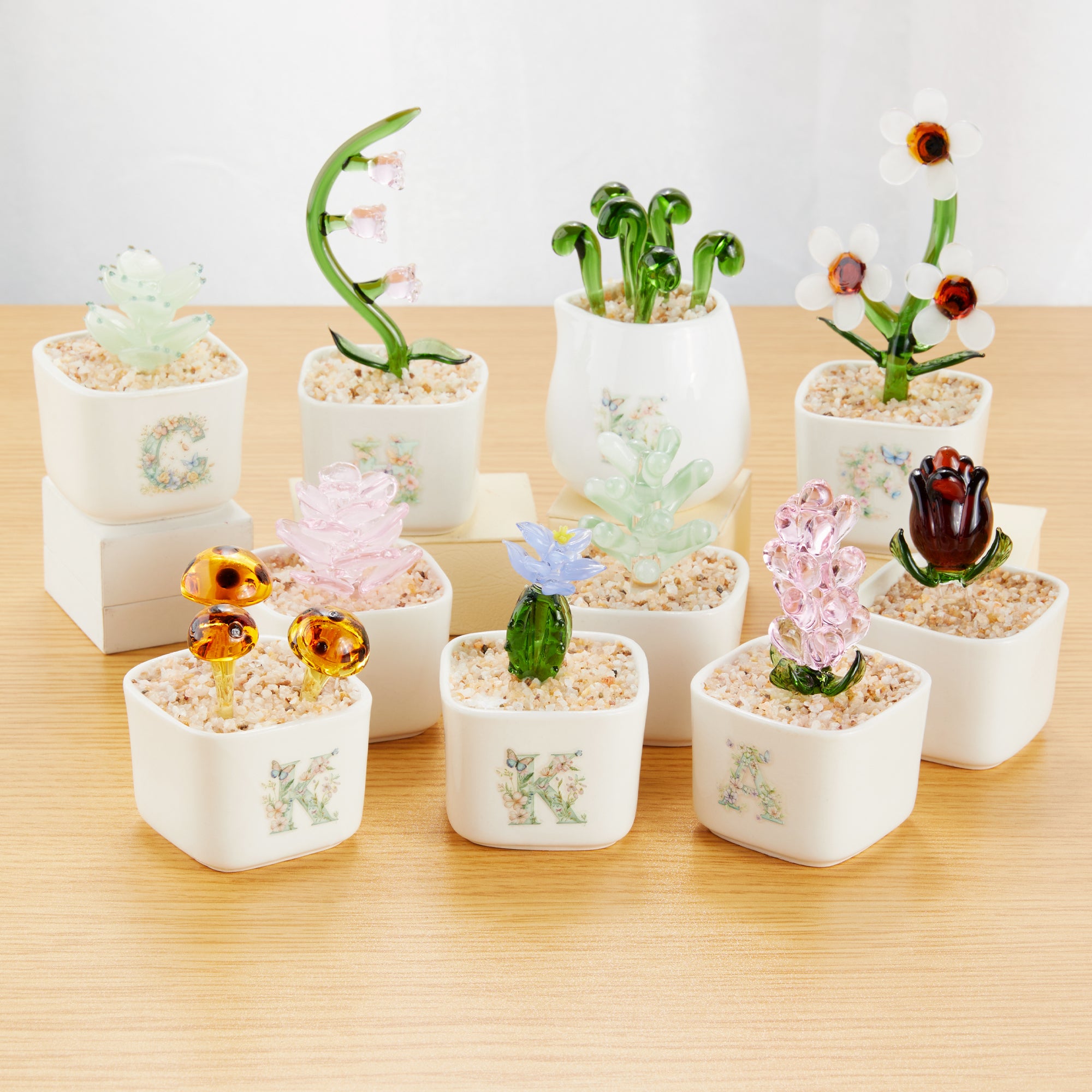 Suculentas artificiales personalizadas Cactus Vidrieras Plantas en maceta con iniciales Escritorio Oficina Estantería Decoración Regalo de cumpleaños para entusiastas de las plantas