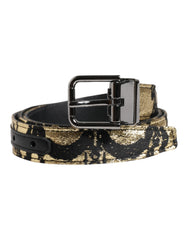 Men's Multicolor Jacquard Leather Metal Buckle Belt
