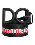 Men's Black Polyester Logo Print Dg Buckle Belt Leather