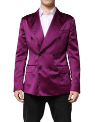 Purple Double Breasted Men Suit Coat Blazer Polyester