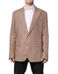 Men's Beige Taormina Single Breasted Coat Blazer Brown Flax Clothing