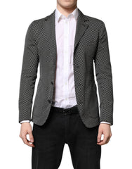 Black White Patterned Men Suit Coat Blazer And Polyester Wool Viscose