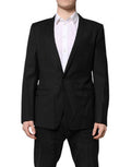 Men's Black Gold Single Breasted Suit Coat Blazer Virgin Wool