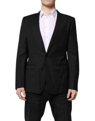 Men's Black Gold Single Breasted Suit Coat Blazer Virgin Wool