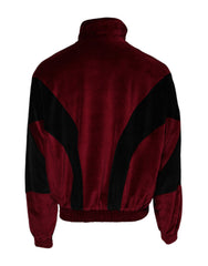 Men's Red Black Cotton Logo Fullzip Bomber Jacket And Polyester Nylon Clothing