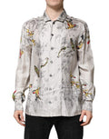 Men's Multicolor Silk Printed Button Down Shirt