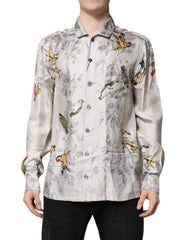 Men's Multicolor Silk Printed Button Down Shirt