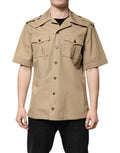 Men's Brown Graphic Print Short Sleeves Shirt Cotton