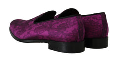 Men's Purple Jacquard Loafers Dress Formal Shoes Silk