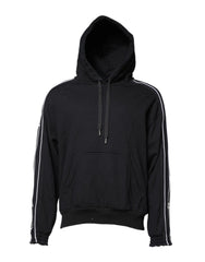 Men's Black Cotton Logo Hooded Sweatshirt Sweater Clothing