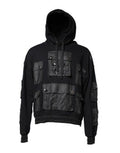 Men's Black Cotton Hooded Sweatshirt Sweater Nylon Clothing