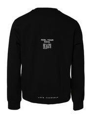 Men's Logo-Print Cotton Sweatshirt Black Polyester Sweatshirts