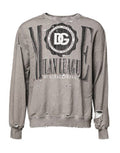 Men's Logo-Print Distressed Sweatshirt Gray Polyester Sweatshirts