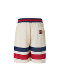 Men's Cream Polyester Logo Shorts