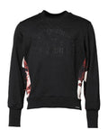 Men's Embroidered Crew Neck Sweatshirt Black Cotton Sweatshirts
