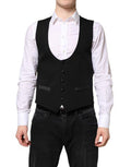 Men's Black Wool Waistcoat Dress Formal Vest Virgin Silk Viscose
